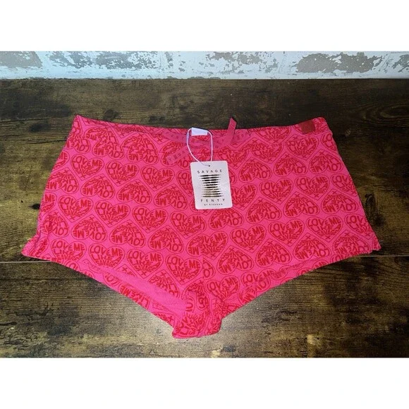 NWT! Savage x Fenty Rib Sleep Short Millennial Pink Love Me Like A Savage M - Picture 2 of 7